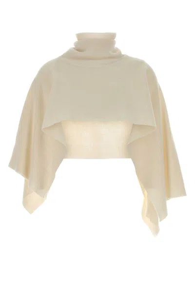 Magda Butrym Turtleneck Wool Cape In Neutral