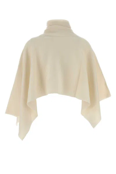 Magda Butrym Turtleneck Wool Cape In Neutral