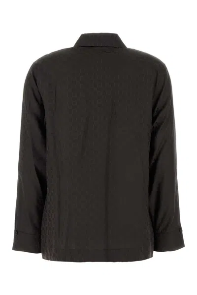 Fendi Ff Jacquard Silk Shirt In Brown