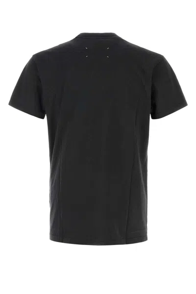 Maison Margiela Charcoal Brand-print Crewneck Cotton-jersey T-shirt In Black