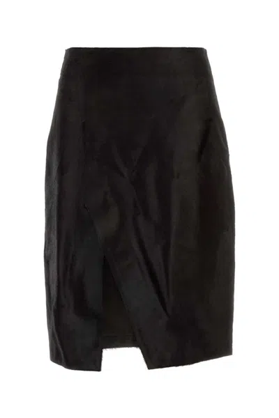 Loulou Studio Skirt In Pony-effect Leather In Black