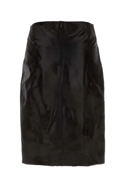 Loulou Studio Skirt In Pony-effect Leather In Black