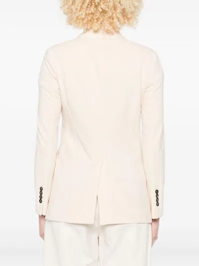 Circolo 1901 Double-breasted Beige Jacket With Notch Lapels In White