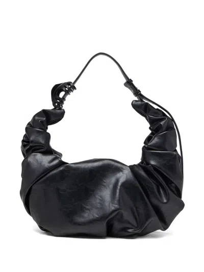 Diesel Large Grab-d Scrunched Shoulder Bag In Black