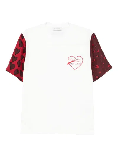 Lanvin Heart Print Short Sleeve Crew Neck Top In Multi
