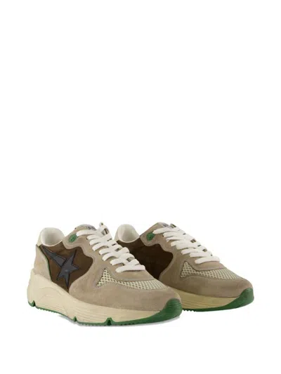 Golden Goose Calfskin Sneakers With Running Sole Logo Detail In Multi