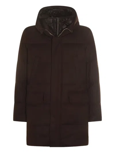 Montecore Hooded Quilted Coat In Brown