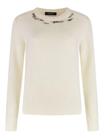 Fabiana Filippi Wool-blend Crew-neck Sweater In Neutral