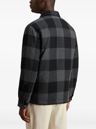 Woolrich Checked Italian Wool Blend Alaskan Padded Overshirt In Brown