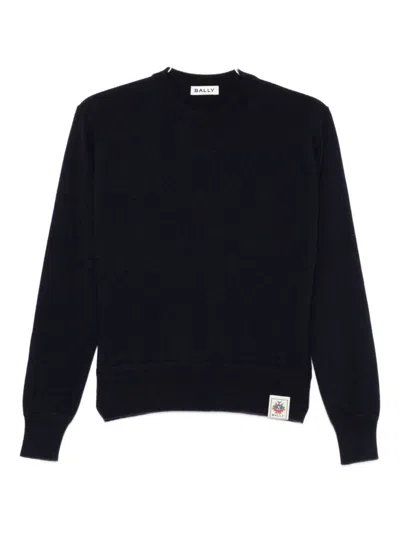 Bally Long Sleeve Crew Neck Knitwear Top In Black