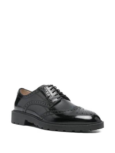 Bally Brogues With Leather Upper And Block Heel In Black