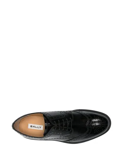 Bally Brogues With Leather Upper And Block Heel In Black