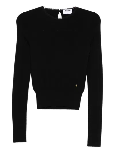 Moschino Long Sleeve Knitwear Keyhole Back In Black
