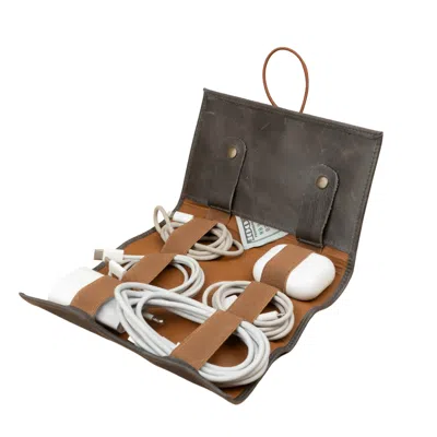 Leathere Leather Grey Travel Tech Organizer - Riverside In Gray