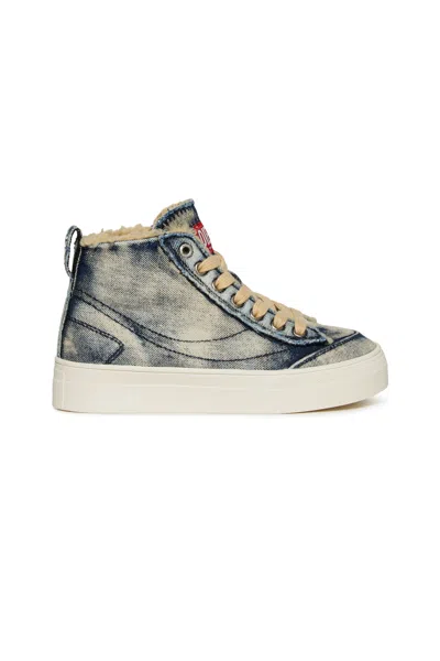 Diesel Vaneela Mc Sneakers In Denim In Animal Print