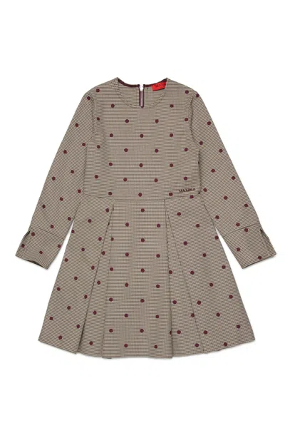 Max & Co Houndstooth Polka Dot Short Dress In Brown