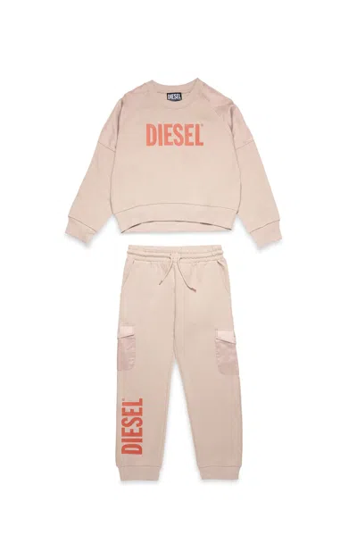 Diesel Logo Cargo Tracksuit Set In Sand