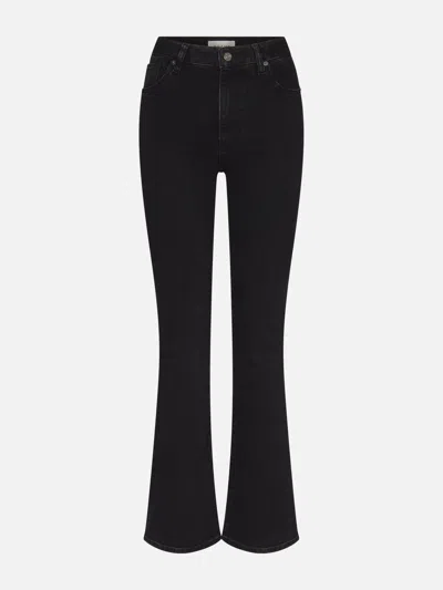 Frame High-waisted Flared Jeans In Gray