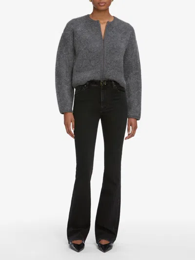 Frame High-waisted Flared Jeans In Gray