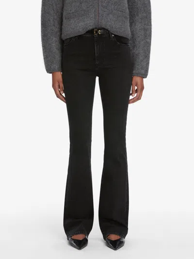 Frame High-waisted Flared Jeans In Gray