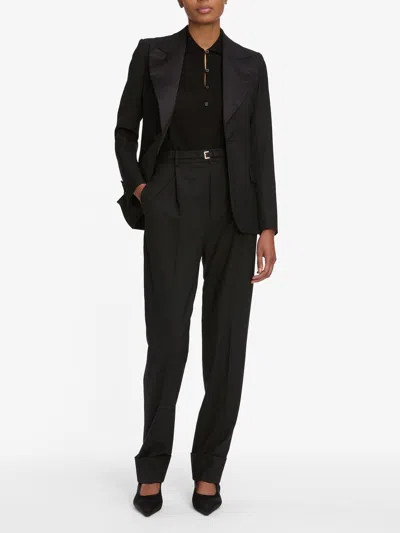 Frame The Cuffed Pleated Trouser Pants In Black