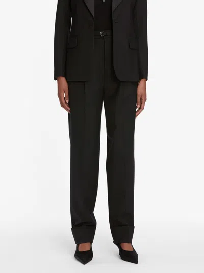 Frame The Cuffed Pleated Trouser Pants In Black
