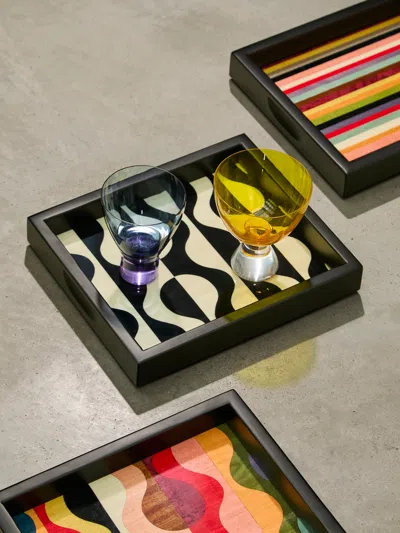 Biagio Barile Waves Wood Inlay Tray (10.5in/27cm)