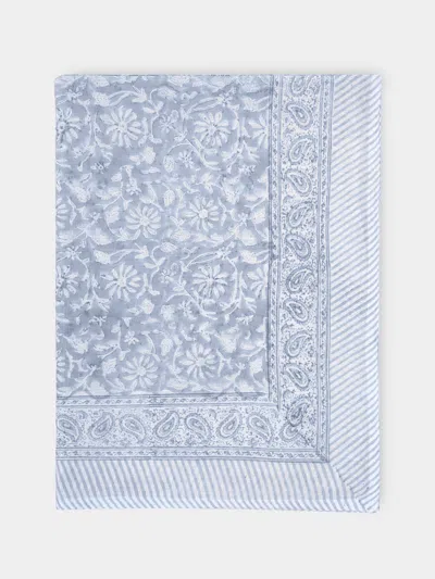 Chamois Margerita Block-printed Linen Rectangular Tablecloth (106.5in/2.7m)