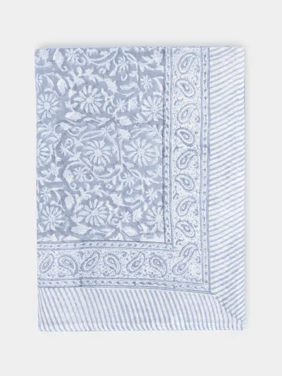 Chamois Margerita Block-printed Linen Rectangular Tablecloth (138in/3.5m)