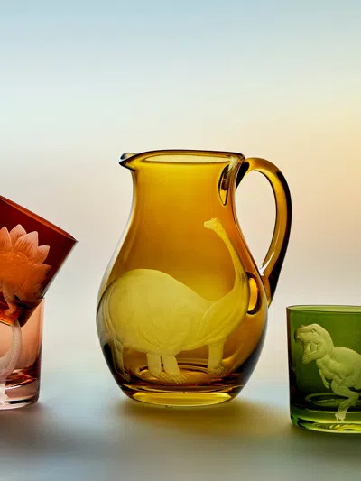 Artel Dinosaur Hand-engraved Crystal Jug