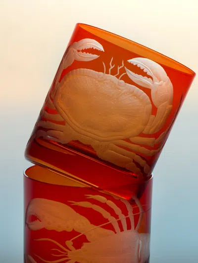 Artel Crab Hand-engraved Crystal Double Old Fashioned Tumbler