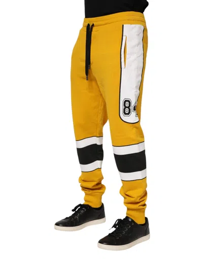 Pre-owned Dolce & Gabbana Yellow Cotton Drawstring Jogger Men's Pants ()