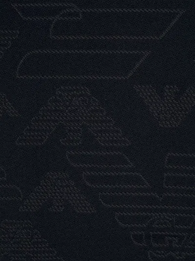Emporio Armani Men's Allover Logo Wool Scarf In Blue