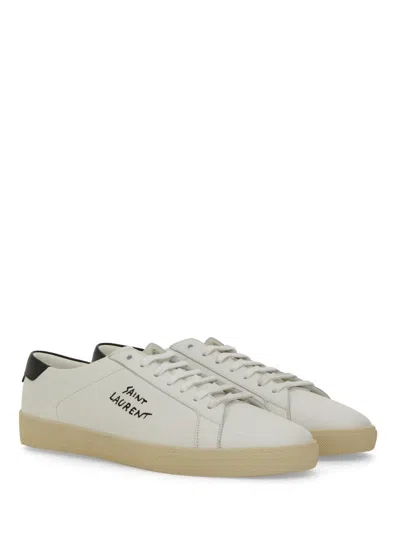 Saint Laurent Leather Men Shoes Sneaker Rubber Sole In Gray