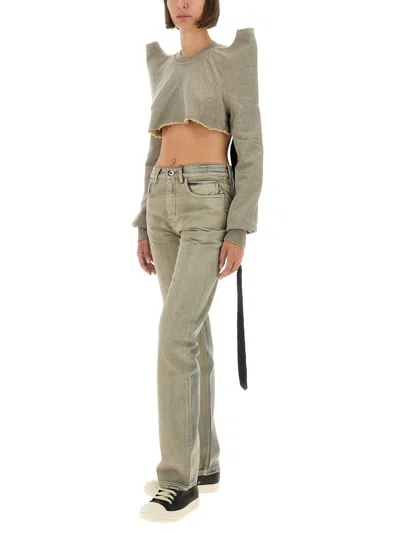 Rick Owens X Drkshdw "cropped Tecsweat" Sweatshirt In Green