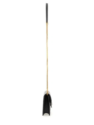 Saint Laurent "envelope Cassandre" Wallet With Chain In Black