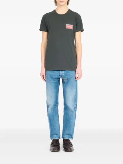 Maison Margiela Charcoal Brand-print Crewneck Cotton-jersey T-shirt In Green