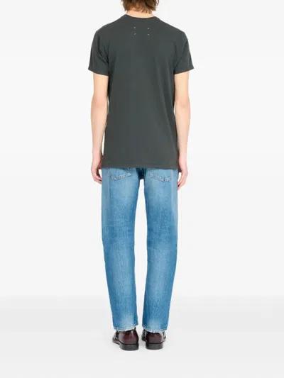 Maison Margiela Charcoal Brand-print Crewneck Cotton-jersey T-shirt In Green