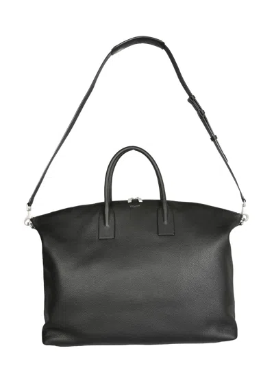Saint Laurent Full-grain Leather Tote Bag In Black