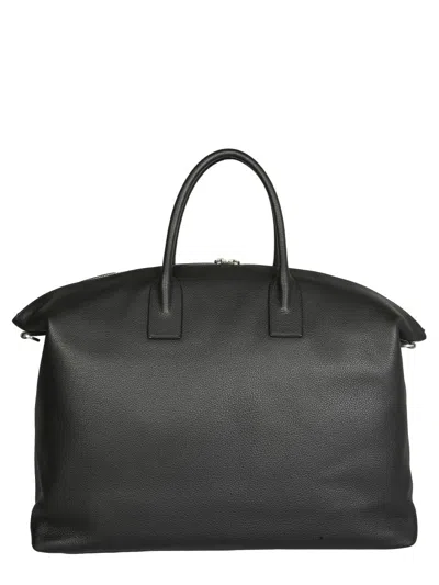 Saint Laurent Full-grain Leather Tote Bag In Black