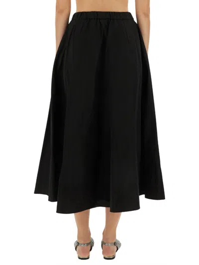 Aspesi Pleated A-line Mid-length Skirt In Black
