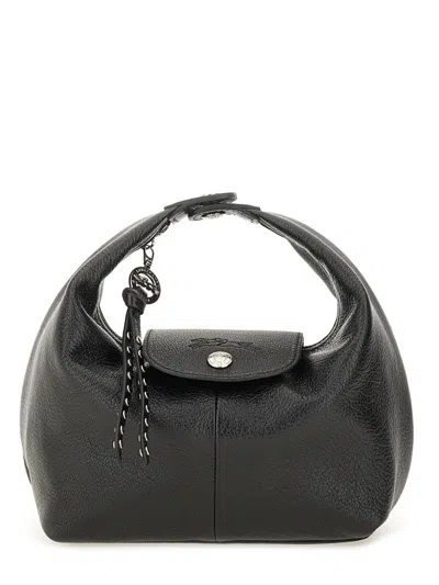 Longchamp Xs Le Pliage Xtra Leather Top Handle Bag In Black
