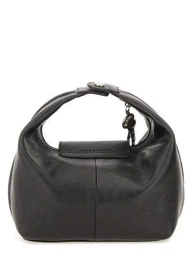 Longchamp Xs Le Pliage Xtra Leather Top Handle Bag In Black