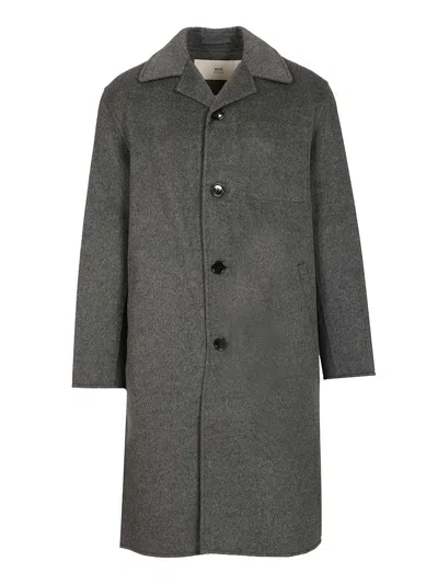 Ami Alexandre Mattiussi Wool And Cashmere Blend Coat In Gray