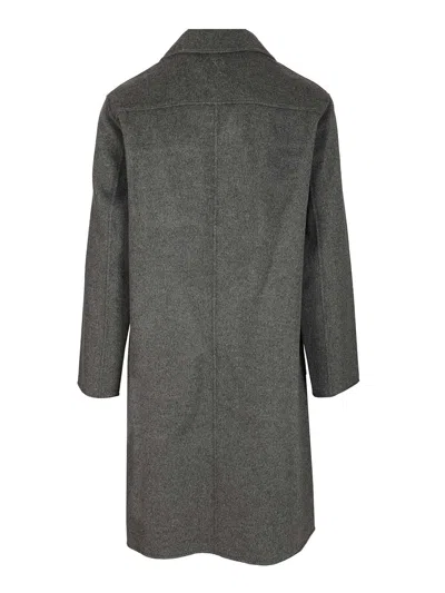 Ami Alexandre Mattiussi Wool And Cashmere Blend Coat In Gray