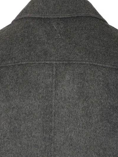 Ami Alexandre Mattiussi Wool And Cashmere Blend Coat In Gray