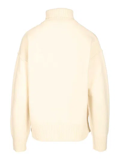 Ami Alexandre Mattiussi Ami De Coeur Turtleneck Sweater Knitwear White In White