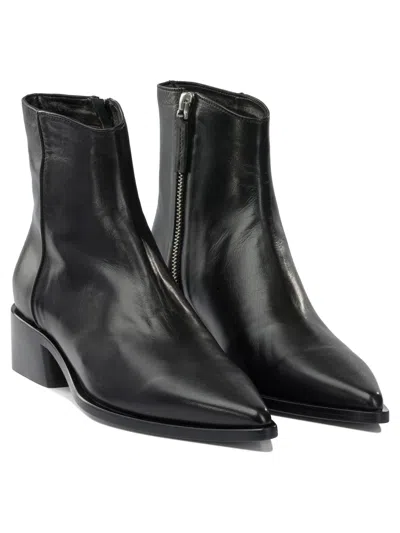 Pomme D'or Pointed Zip Boots In Black
