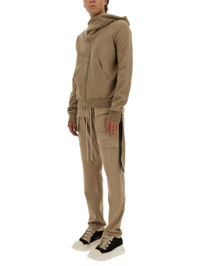 Rick Owens X Drkshdw Asymmetrical Zipper Sweatshirt In Brown