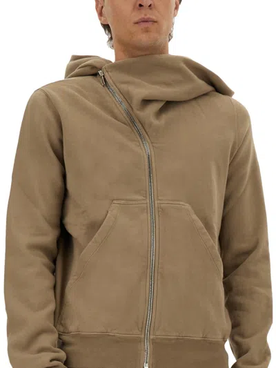 Rick Owens X Drkshdw Asymmetrical Zipper Sweatshirt In Brown